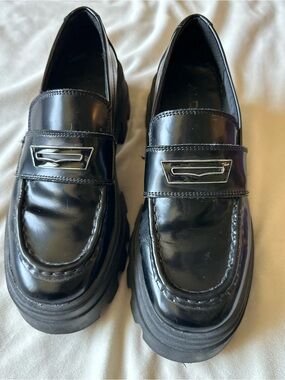 Aldo Grandwalk Lug Sole Patent Loafers Black